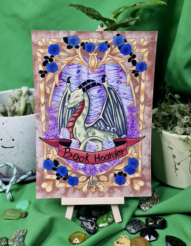Book Hoarder Dragon Print
