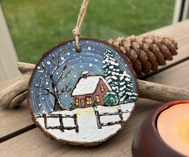 Boule de Noël Maison Nordique Rouge 