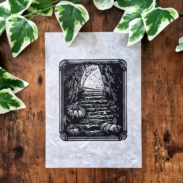 Linogravure - La Grotte