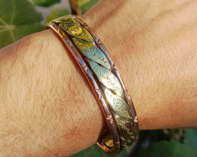 Bracelet unique en laiton et cuivre – tresse épaisse, style élégant