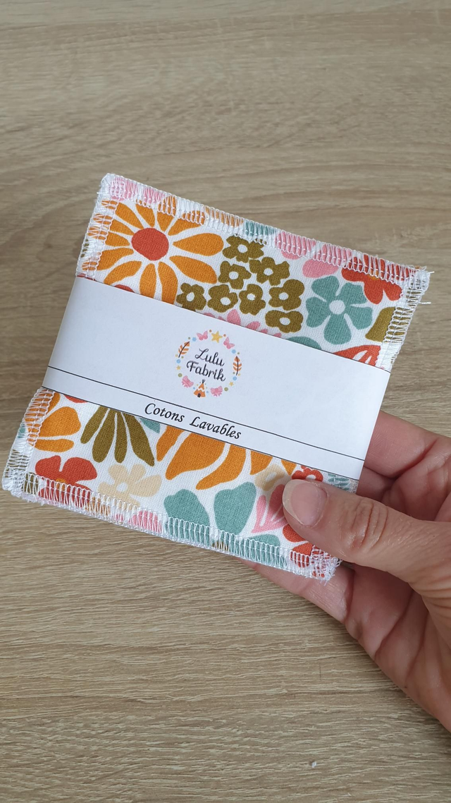 Lot de 4 cotons démaquillants FLEURI VINTAGE