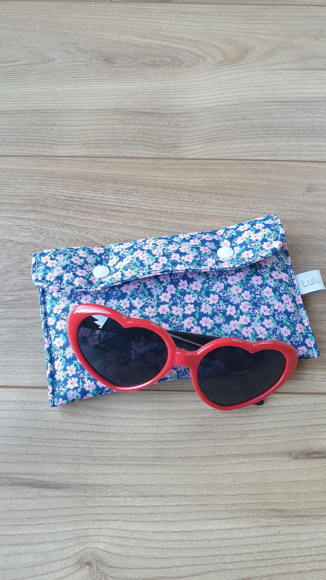 Étuis à lunettes ou téléphone fleuri bleu 