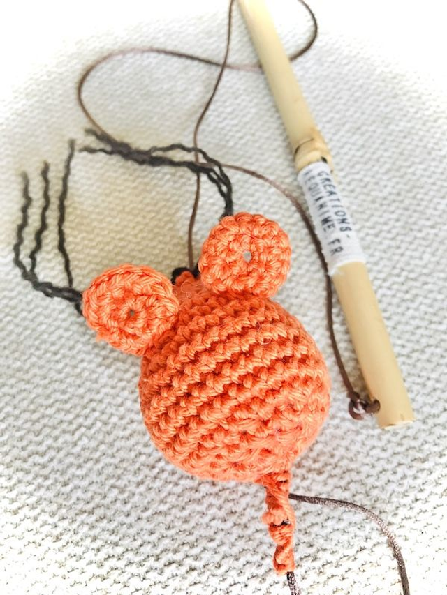 Canne à pêche souris orange pour chat