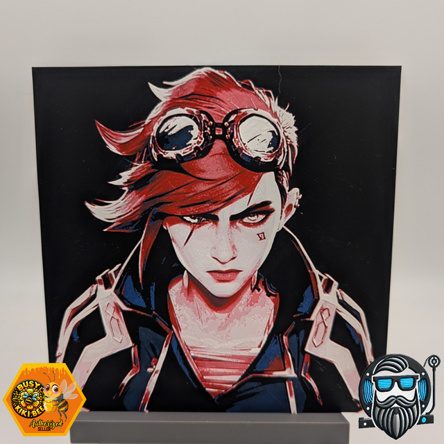 Tableau décoratif 3D Hueforge – Illustration graphique féminine – Impression 3D PLA 200 x 200 mm