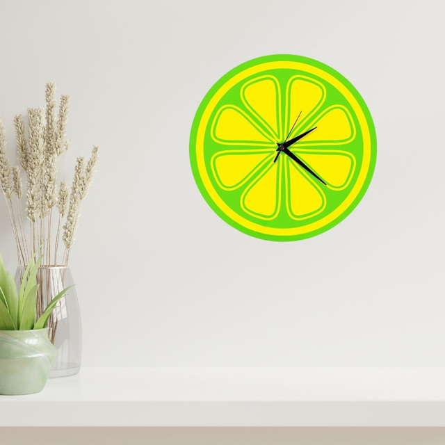 Lime Slice Circle Shaped Decorative Clock Silent Movement