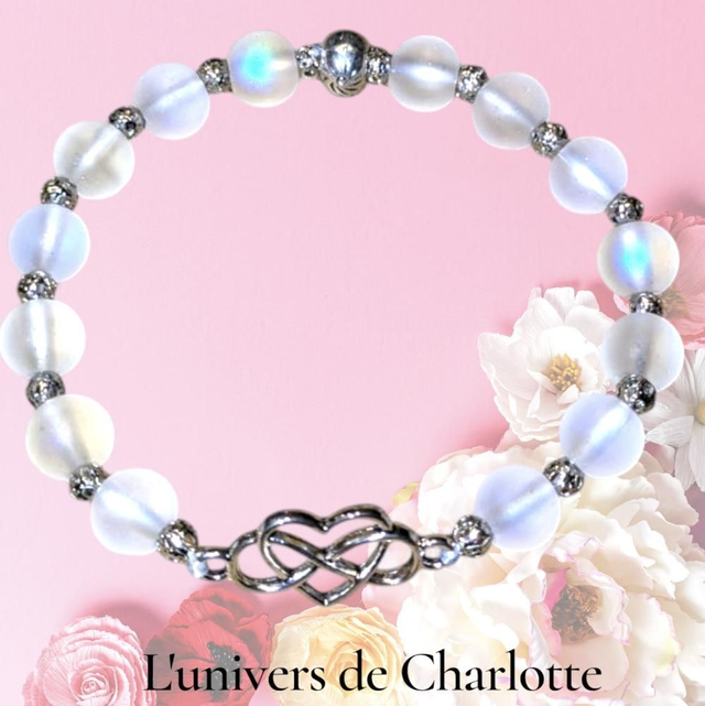 Bracelet &quot;Perle de verre&quot; aqua aura 
