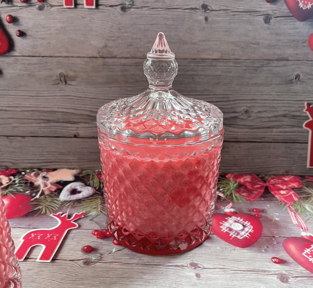 Glass Candle - Candy Cane 