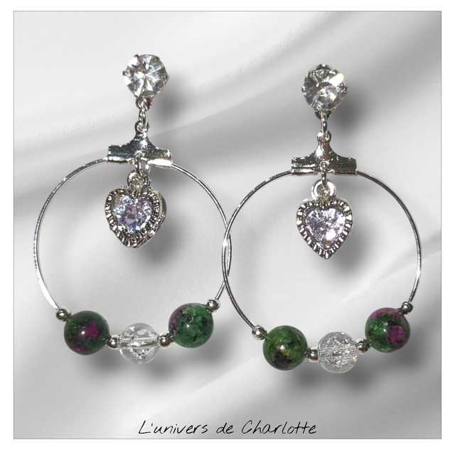 Boucles d'oreilles "Rubis Fuschite" BO-163