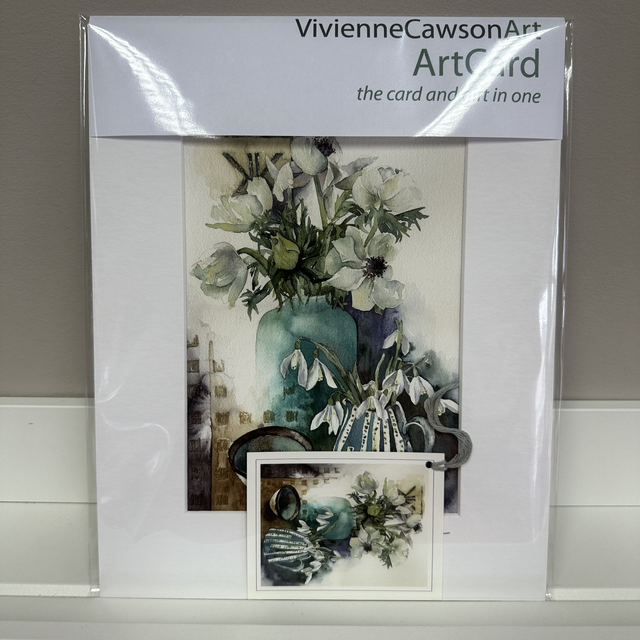 Anemone and Snowdrop Art Card