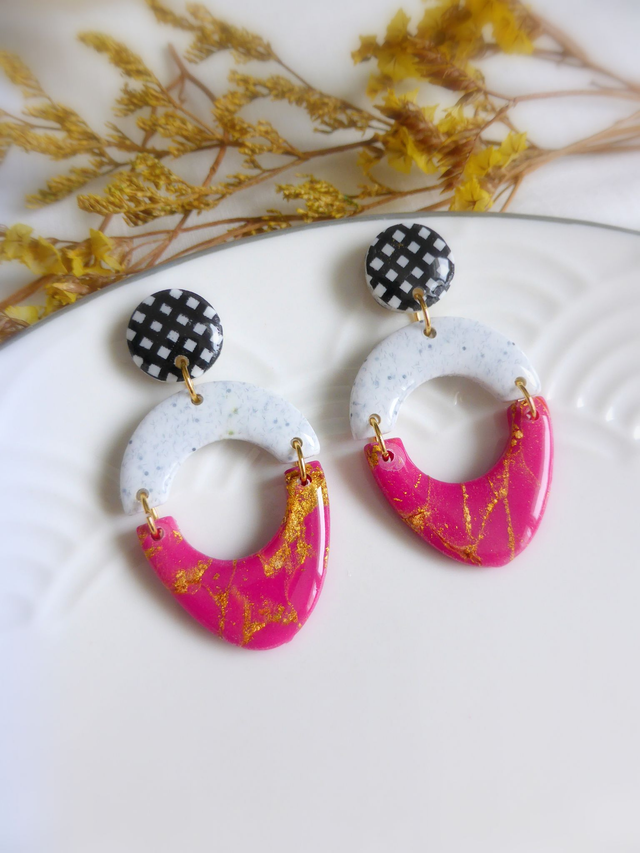 Boucles d'oreilles ovales - Framboise Audacieuse
