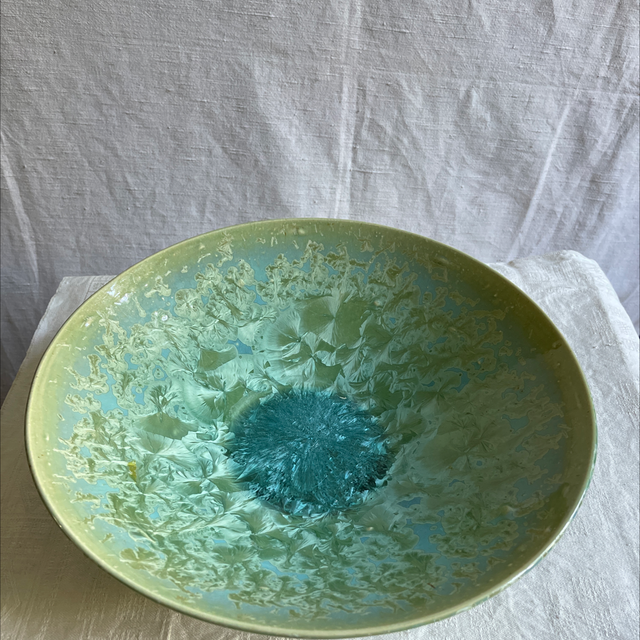 Schale Teller Unikat grün kunstvoll gestaltet signiert