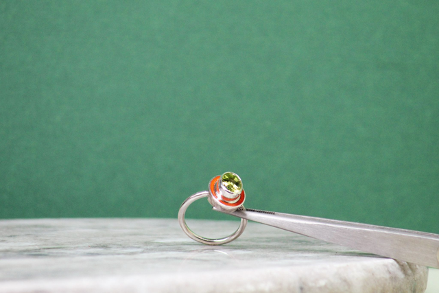 Bague émaillée Tamara | Péridot