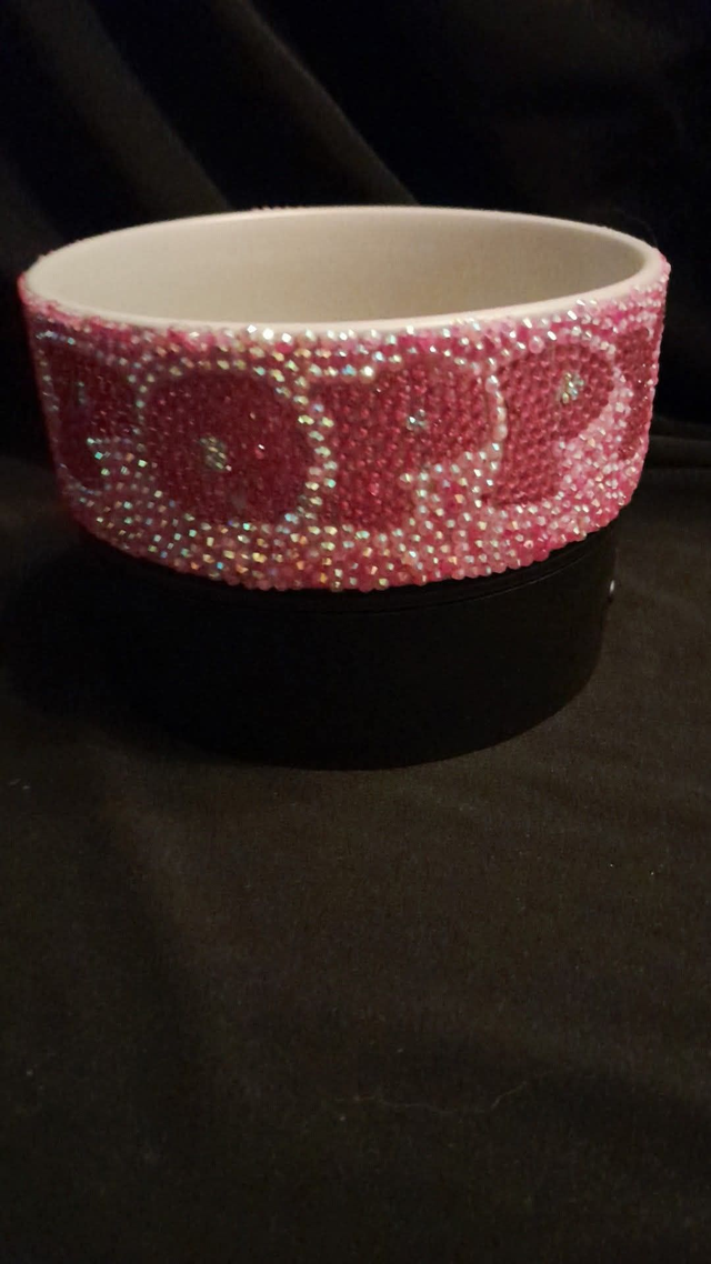 Poppy PRINCESS Theme CUSTOM PET NAME Decorated &amp; Designed Grey Pet Bowl PRE-ORDER