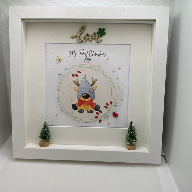 Personalised First Christmas frame and album set.