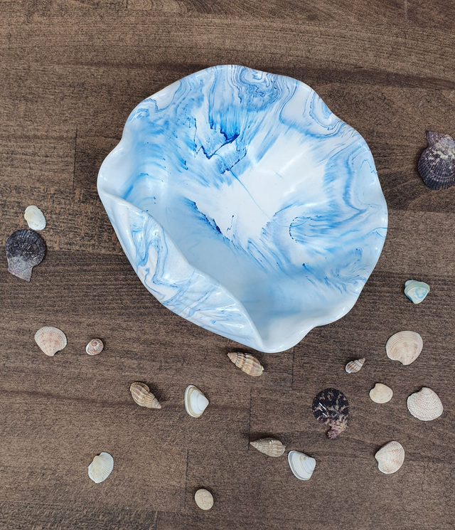 Kagyló ékszertartó - márványos