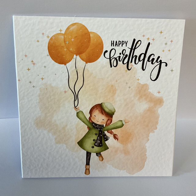 Birthday Card.Fully customisable.Cute girl design.