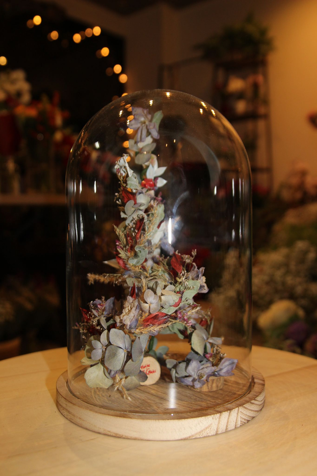 Grande cloche de fleurs séchées - "Les Sapins de Noël"