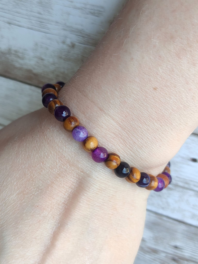 Bracelet lithothérapie &quot;Agate violette&quot;