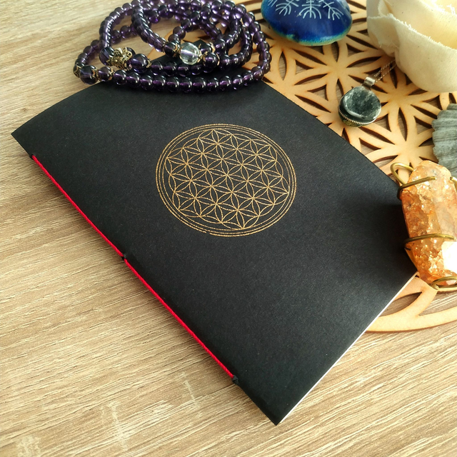 Mini carnet doré A6 - Fleur de vie