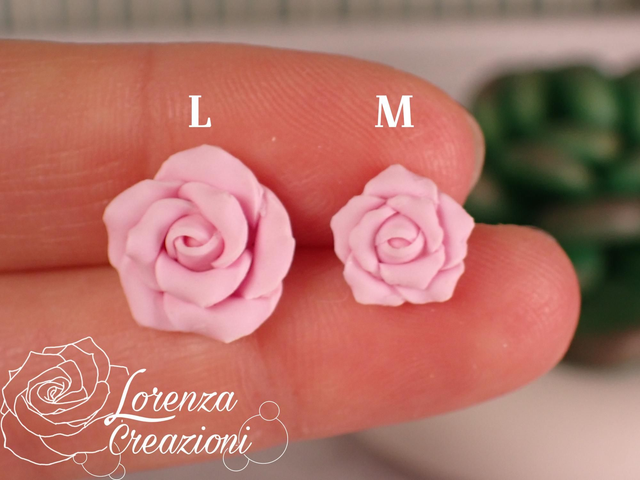 Orecchini a lobo rose rosa pastello