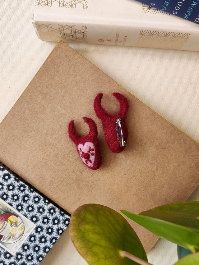 Sad Clown Brooch // Red and Pink