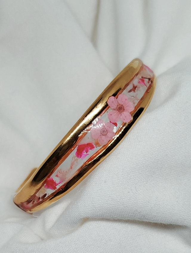 Bracelet jonc Eva coloris rose 