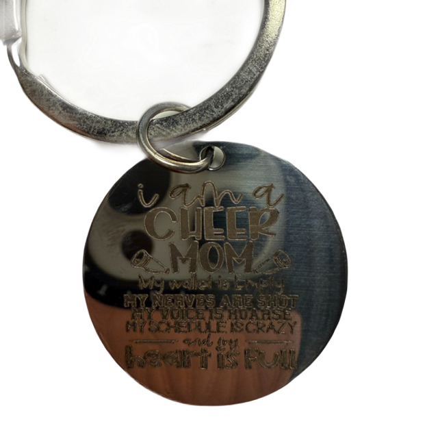 Cheer Mum silver disc Keyring 