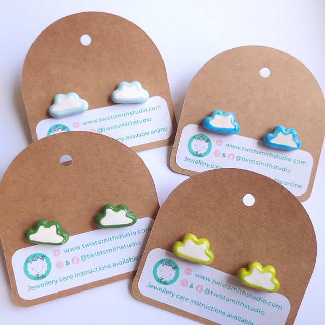 Fluffy Clouds Stud Earrings - 4 Colours Available