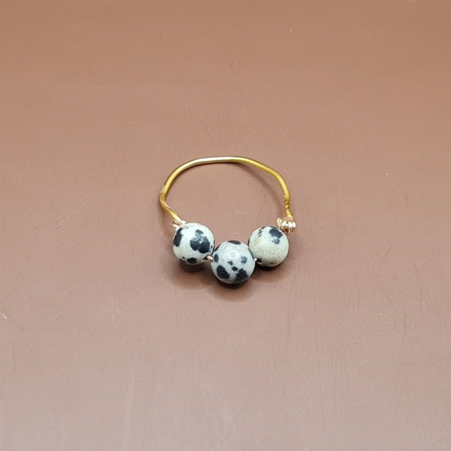 Bague non ajustable Jaspe dalmatien 60