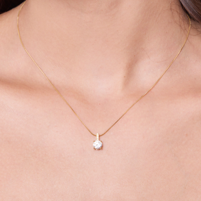 Collier solitaire strass 