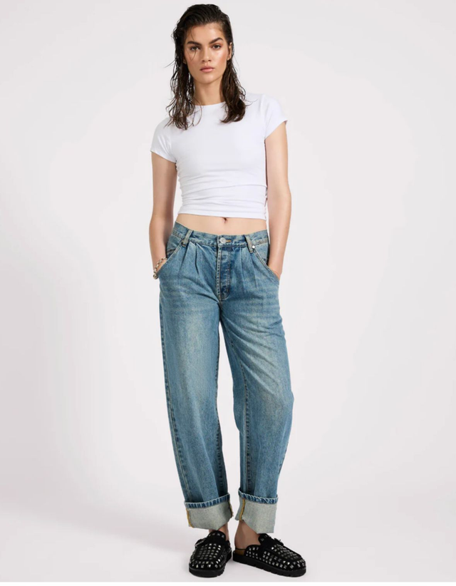 Blue Washed Boyfriend Jeans