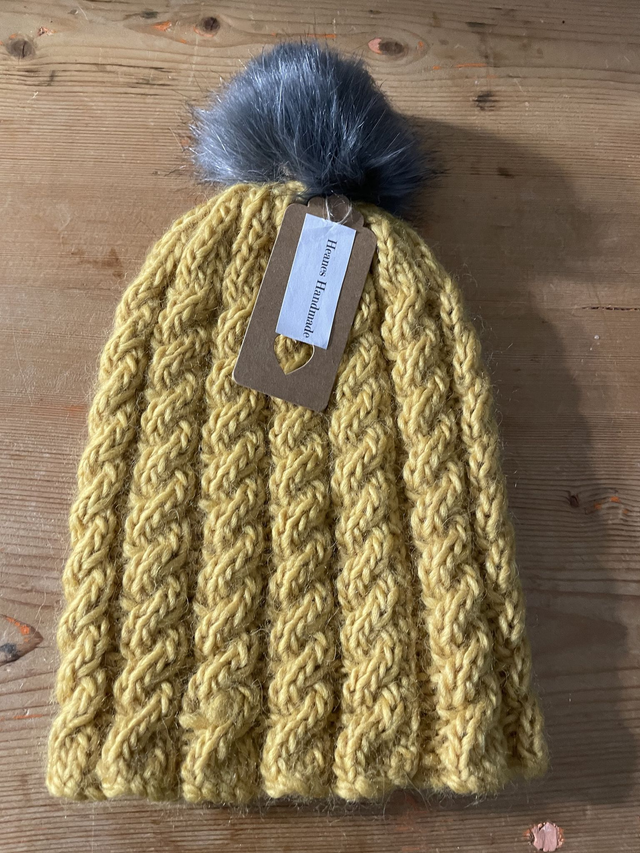 Cabled Beanie Hand knitted Hat