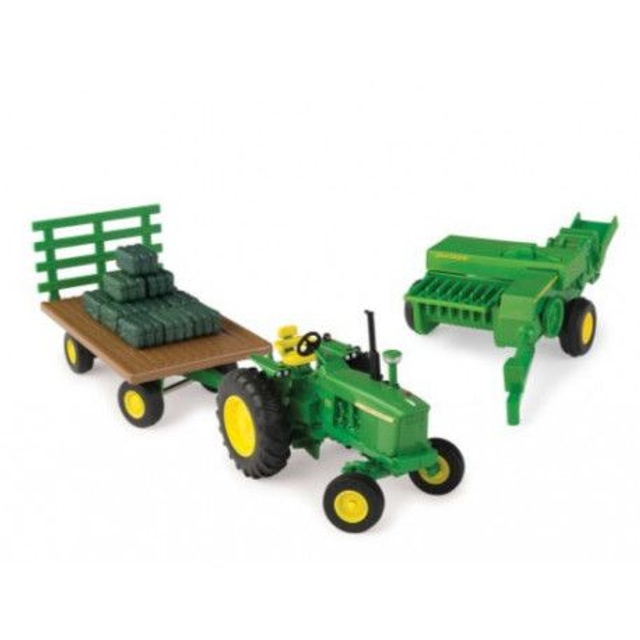 John deere 4020 avec presse et chariot 46667