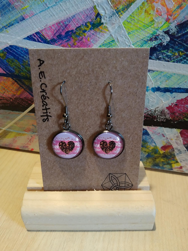 Boucles D&#039;oreilles Cabochons Coeur 