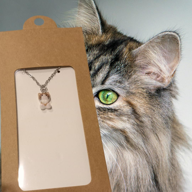 Collier chat marron