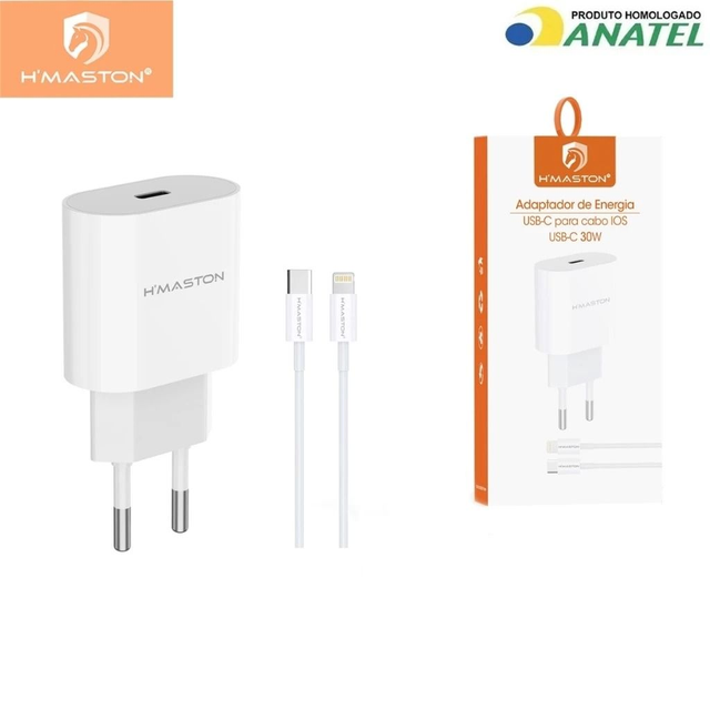 H&#039;maston CB-17 Carregador Turbo PD30w Fonte Carregar Celular Portátil Com Cabo Usb Tipo-c Lighting