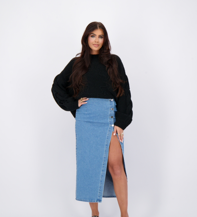 Reinders Denim Long Pencil Skirt 