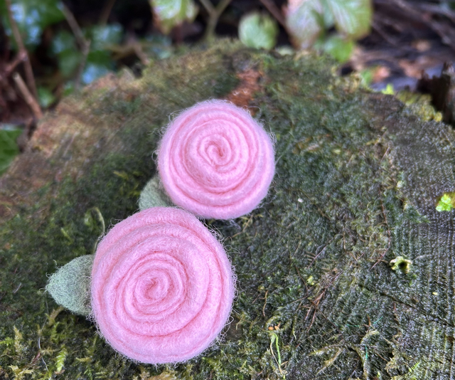 Needle Felt Rose Brooches