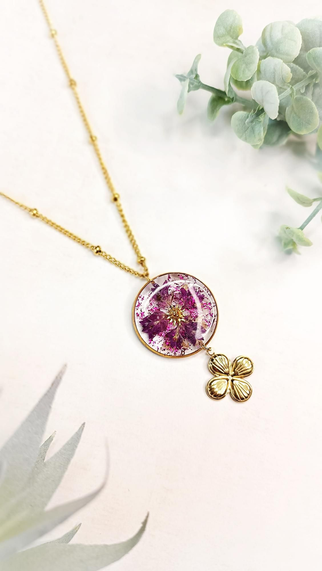 Collier sautoir APILA - Violet pourpre 