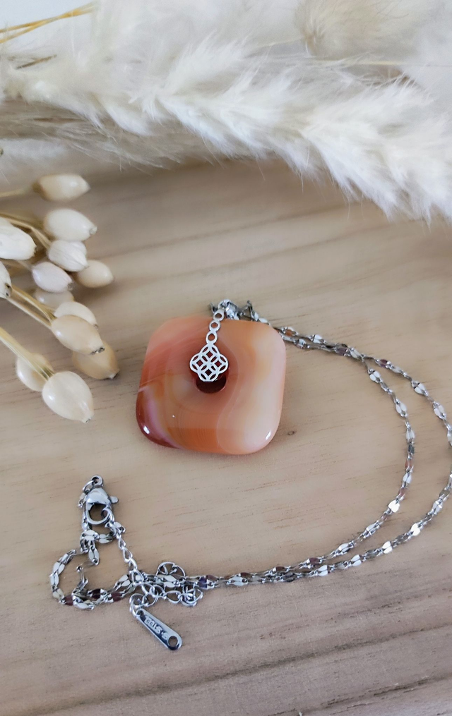 Pendentif Agate de Botswana orange