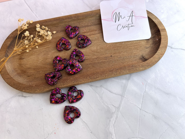 Pampilles cœur d'amour résine