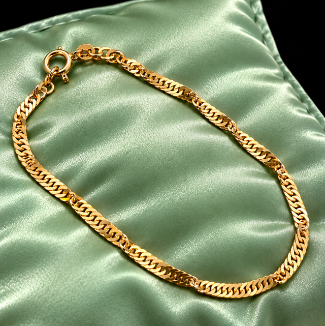 9ct Gold Double Link Twist Curb Bracelet 