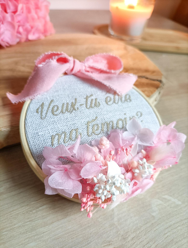 Tambourin Fleuri Personnalisable - Rose Douceur