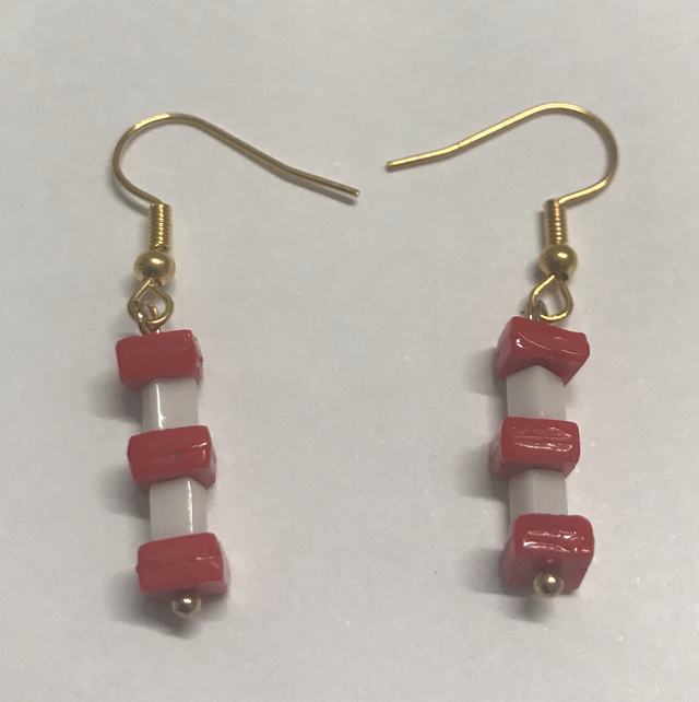 Red White Dangling Earrings- RWD3327