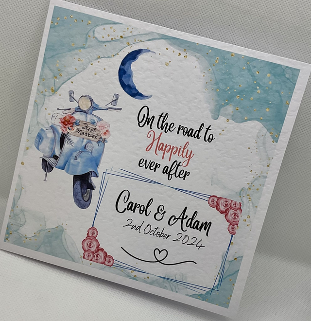 Personalised Wedding card. Fully customisable card for couples. Matching items available.