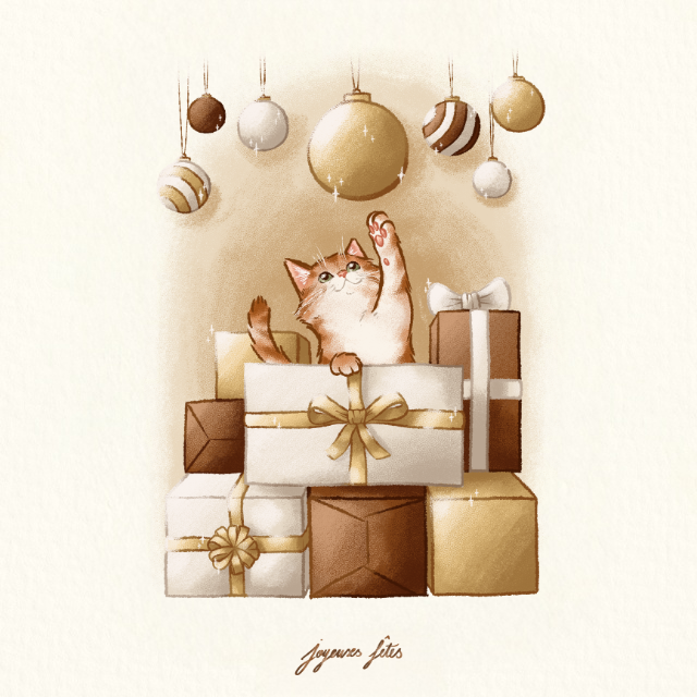 Carte Chaton de Noël