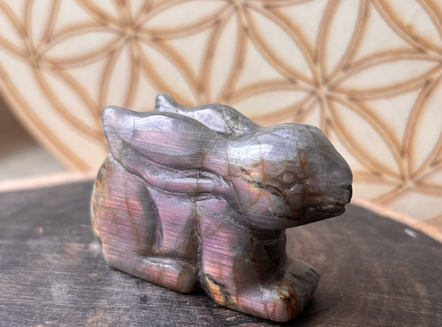 Purple Labradorite Rabbit Carving