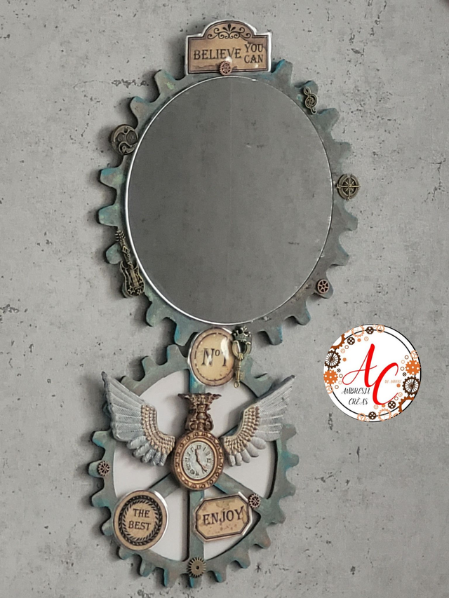 Miroir "Engrenages &amp; Motivation" – Le Temps S’envole, Prenez Soin de Vous