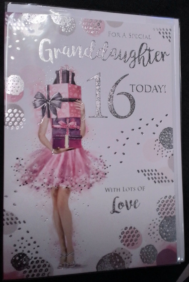 16th Granddaughter Birthday Card 