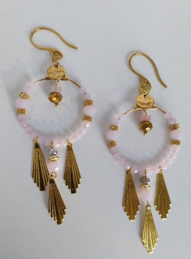 ✨Boucles d’oreilles &quot;bohème rose art déco&quot; ✨